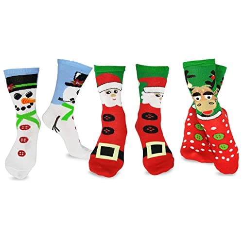 TeeHee Christmas Holiday Fun Knee High Socks for Women 3-Pairs Rugby Stripe Candy Cane