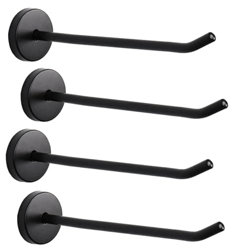 Rannb Robe Hook Coat Hook Heavy Duty Long Nose Wall Mount Hook Stainless Steel Black Matt Surface 145mm/6 Length - Pack of 4