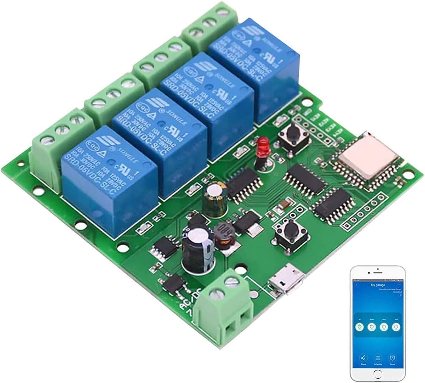 4CH WiFi Wireless Inching Relay Monentary/Self-locking Smart Switch Module DIY Smart home Gadget DC 5-32V Input Ewelink App Compatible With Alexa Echo Google home Nest IFTTT SONOFF