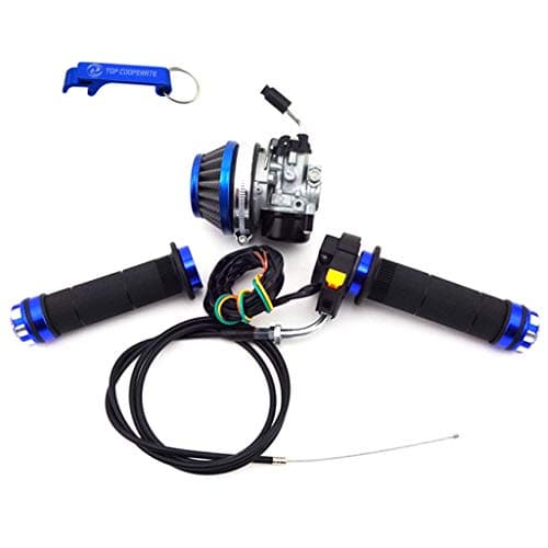 TC-Motor Racing Carburetor Carb Blue Throttle Handle Grips Cable Switch Kit For 2 Stroke 50cc 60cc 80cc Gas Motorized Bicycle