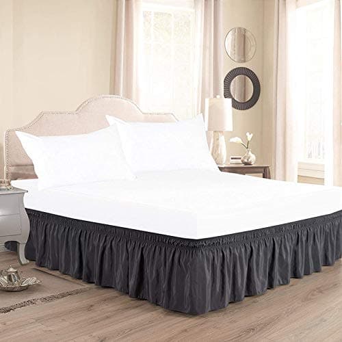 Dark Grey Bed Skirt Wrap Around 600 Microfiber with Easy Fit with 15 Inch Tailored Drop Shrinkage and Fade Resistant with Microfiber 15 Bed Skirt Single Bed 36 x 72