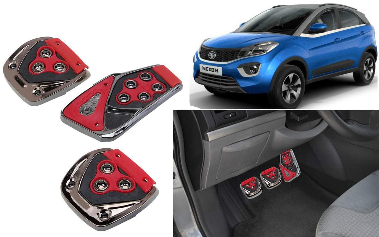 Selifaur - 3 Pcs Red Non-Slip Manual Car Pedals kit Pad Covers Set for Nexon