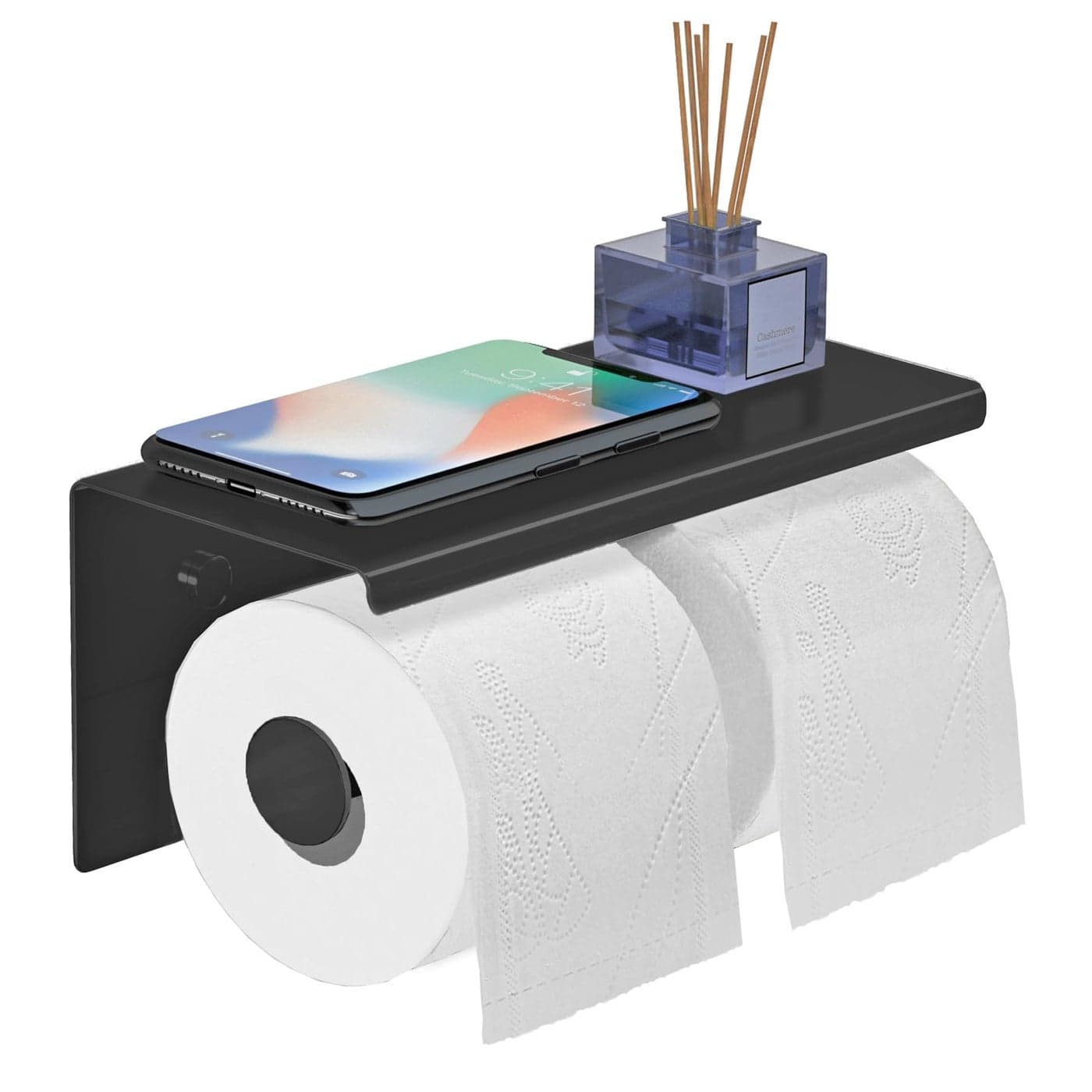 yeavs Toilet Paper Holder with Phone Shelf and Waterproof Cover SUS 304 Stainless Steel Tissue Roll Storage Rack Polished Chrome