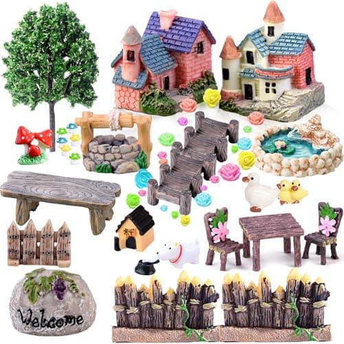 Fairy Garden Accessories Fairies Welcome Garden Kit 48pcs Miniature Fairy Garden Ornament for Christmas Decoration Fairy Garden Potted Plant Desk Decor