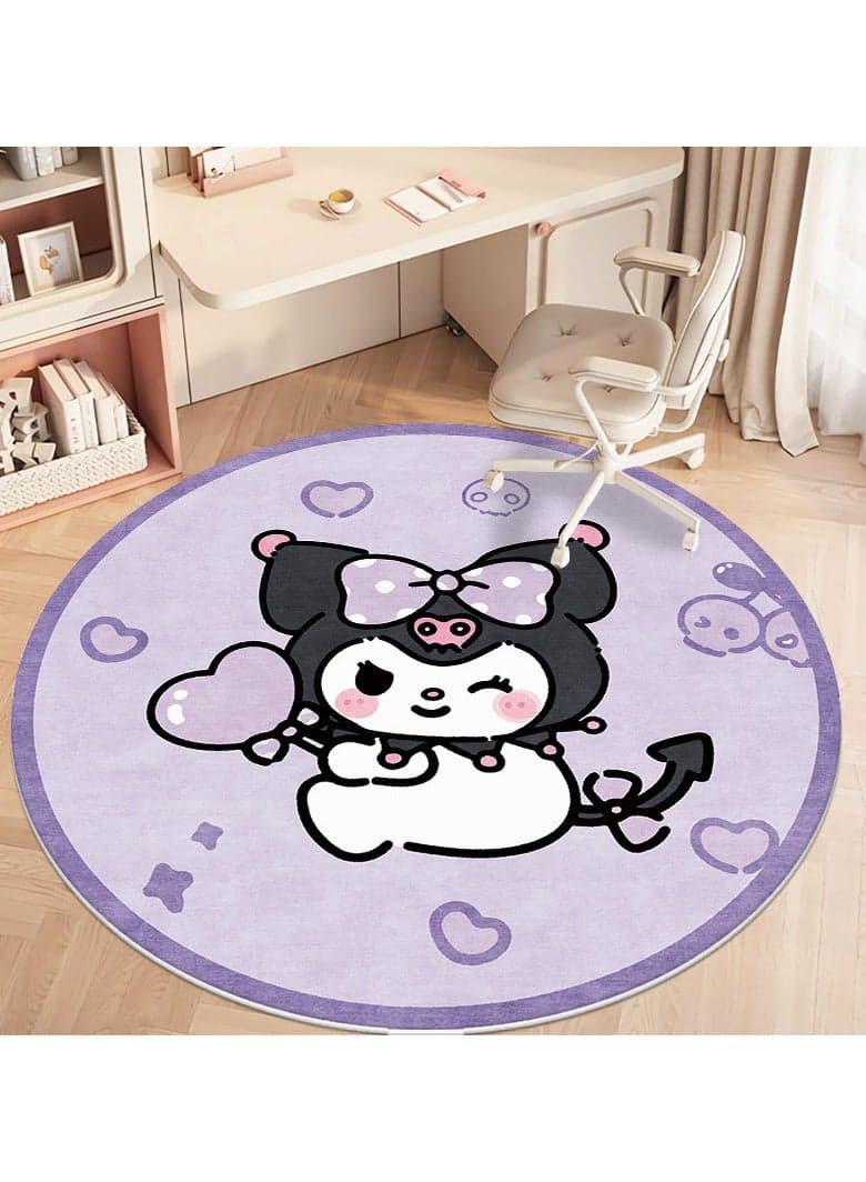 Cartoon imitation cashmere crystal velvet floor mat into the door, entrance anti-slip wear-resistant doormat, door can be cut foot mat, round size: 100*100cm
