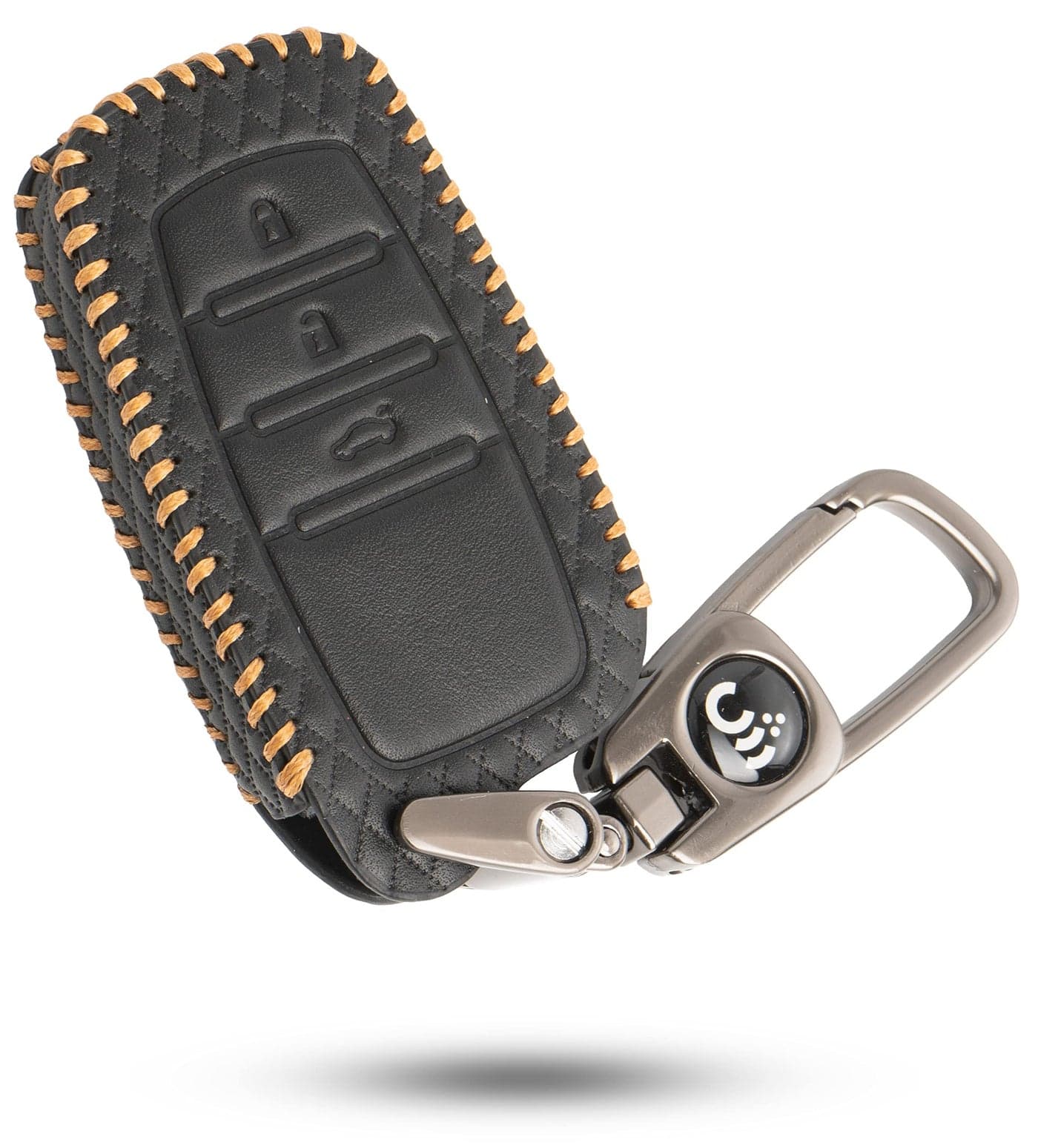 SHOPOFLUX Leather Key Cover Compatible with Toyota Fortuner | Fortuner Legender | Innova Hycross | Invicto 3 Button Smart Key - Black