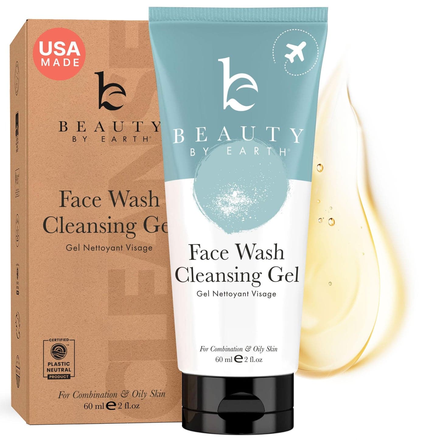 Beauty by Earth Clean Face Wash USA Made with Organic Natural Ingredients NonToxic Facial Cleanser