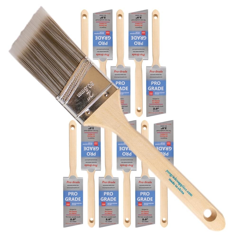Pro Grade Paint Brushes 12Ea 2 Angle Brushes