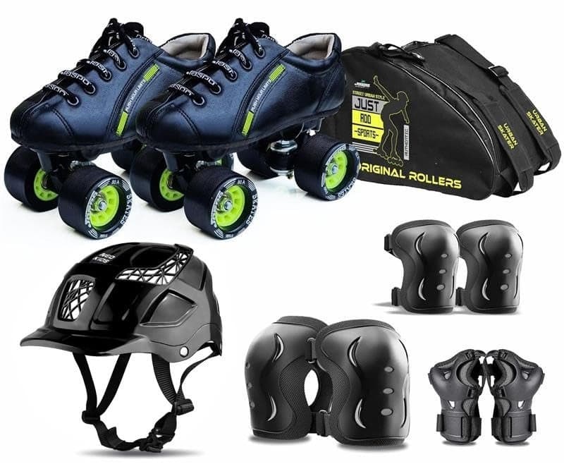 jaspo Kids Torque Pro Shoe Skate Speed_Wheel Combo(Shoe Skates+ Helmet+Knee+Elbow+Wrist+Bag) (SIZE-12 UK Junior (Age 5-6 yrs, Torque PRO), Black