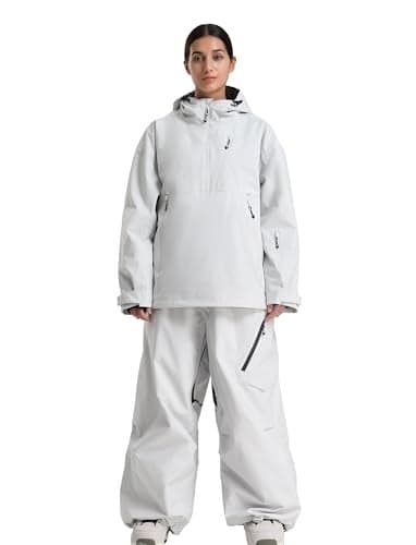 GSOU SNOW Women's Ski Jacket and Pants Set Baggy Snowboard Jacket Snow Suit Waterproof Windproof Hooded Coat M