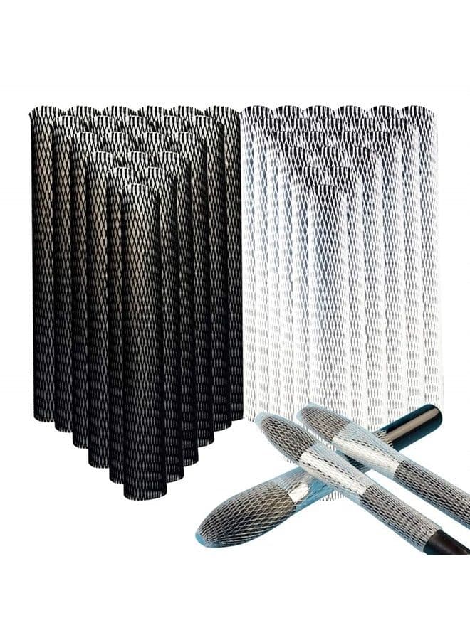 100pcs Makeup Brush Protector Cosmetic Makeup Brush Pen Guard Expandable Mesh Sleeve Covers Set Storage medium large sizes brushes for Travel