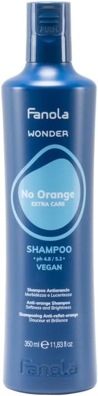 Fanola Wonder No Orange Shampoo Neutralizing Orange Highlights Shampoo for Blonde and Light Brown Hair with Immediate Toning Action SLSSLES Free and Vegan 350ml