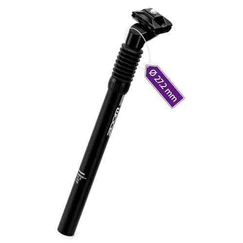 Zoom Bike Suspension Seatpost: 27.2 x 350 mm Shock Absorber Damper Bicycle Seat Post with Adjustable Clamp for E-Bike MTB BMX