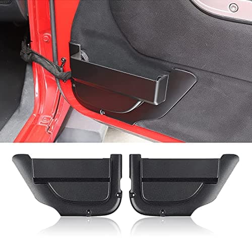 Hoolcar Black Front Door Storage Pockets for 2011-2018 Jeep Wrangler JK JKU, SUV Automotive Door Storage Pocket, ABS Material, Screw-In Installation, 2PCs