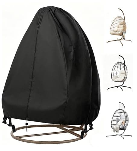FLYMEI Patio Egg Chair Covers with Zipper, 420D Wicker Egg Swing Chair Covers, Waterproof Heavy Duty Weather Resisatnt Outdoor Chair Cover, Windproof Hanging Chair Cover, 75" x 45", Black, 1 Pack
