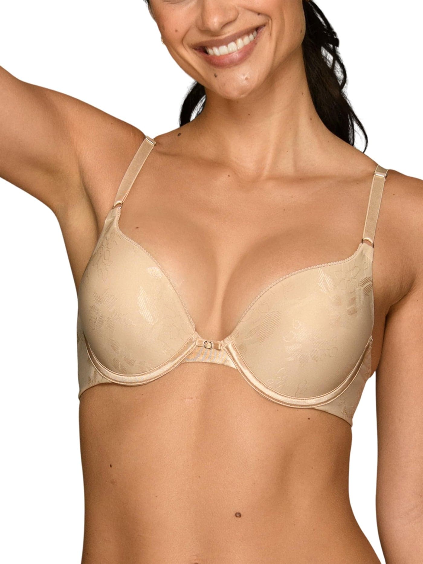 Vanity Fair Womens Ego Boost Add-a-size (+1 Cup Size) Push Up Bra, Underwire - Beige Jacquard, 36C US