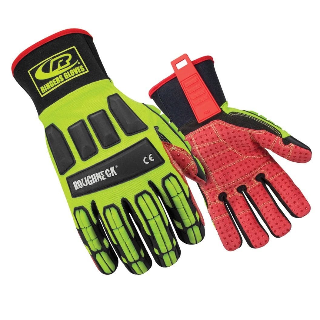 Ansell RINGERS R267G OilResistant Industrial Impact Protection Gloves for Manufacturing Oil Gas Size 9 Yellow Red 1 Pair