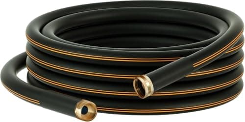 Atlantic Heavy Duty Garden Hose 30 ft x 58 Inch Black Color Flexible Water Hose with Solid Brass Fittings 30 Feet