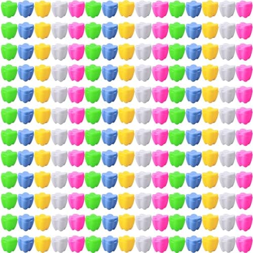 Flotory 180 Pcs Plastic Tooth Holders Colorful Tooth Savers Multicolor Tooth Box Bulk for Kids Dentist Office Giveaways Theme Party Supplies Goodie Bag Fillers 5 Colors