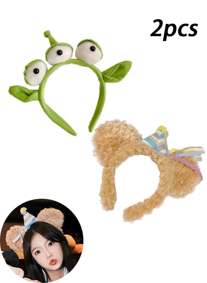 2-Piece Cute and Fun Headband Plush Clip-On, Adult Women's Cosplay Prop Costume Headpiece