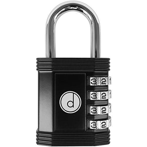 Padlock 4 Digit Combination Lock for Gym School Locker Outdoor Gate Shed Fence and Storage Weatherproof Metal Keyless Easy to Set Resettable Black