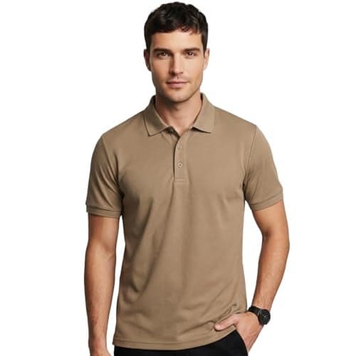 Nobero Men Cotton Solid Regular Fit Polo Shirt (1M-Twpo-R0002-Bl_Latte, Brown, 2XL