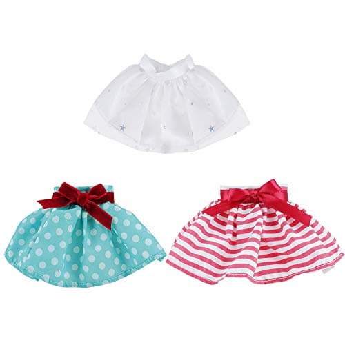 ETING 3 Pcs Santa Clothing Dress for elf Doll Christmas Accessories White Skirt Green Polka Dot Skirt RedWhite Striped Skirt