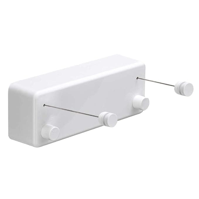 PRISO Retractable Stainless Steel Cloth line for Drying Wall Mounted Heavy Duty Double Cloth Drying Stand for Hanging Laundry Adjustable Washing Line 138 Ft Wire White