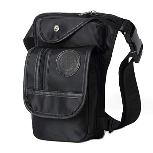 Hebetag Motorcycle Bike Nylon Drop Leg Bag for Men Women Crossbody Shoulder Waist Fanny Pack Riding Cycling Travel Outdoor Hunting Hiking Tactical #05Black