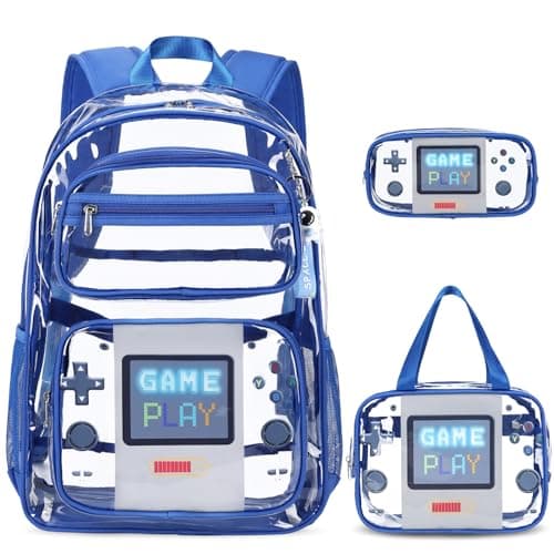 ACESAK Clear Backpack for Boys Girls 3 Pcs Clear Heavy Duty with Lunch Bag See Through Backpack Stadium Approved