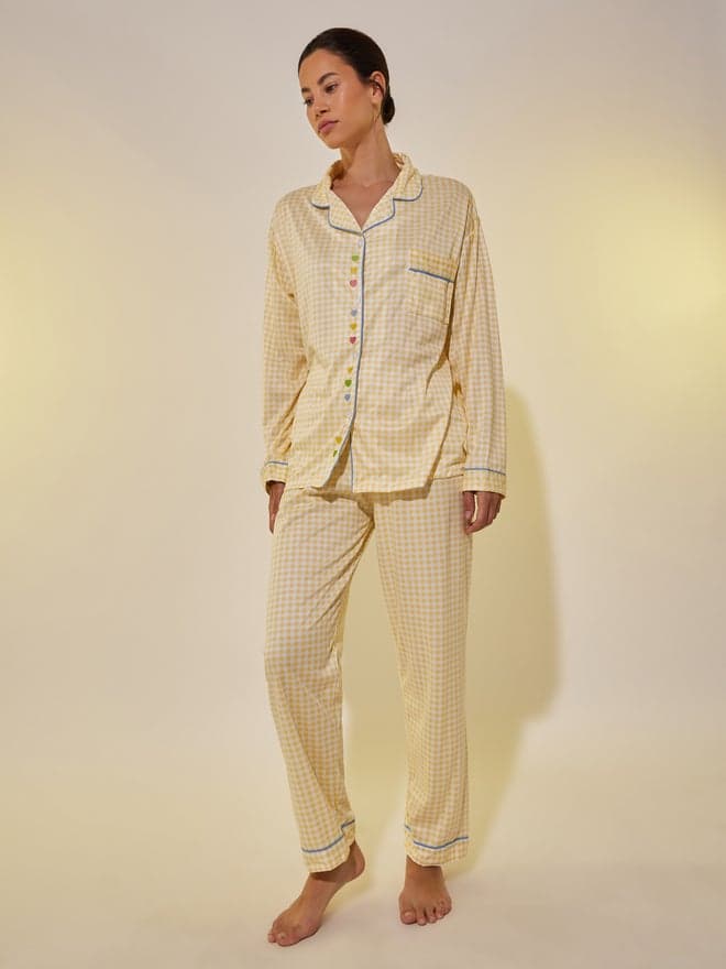 Checked Long Sleeve Shirt And Pyjama Set