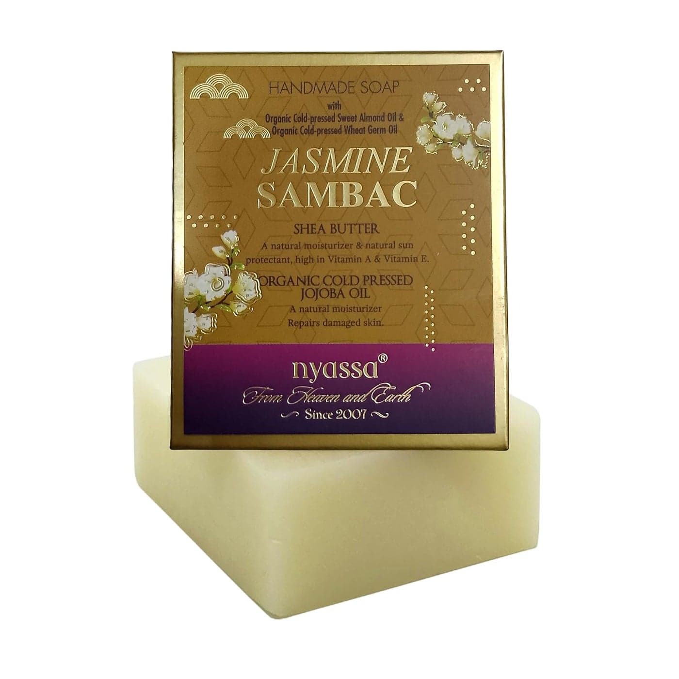 Nyassa Jasmine Sambac Handmade Natural Bathing Soap with Shea Butter Organic Cold Pressed Jojoba Oil 150gm