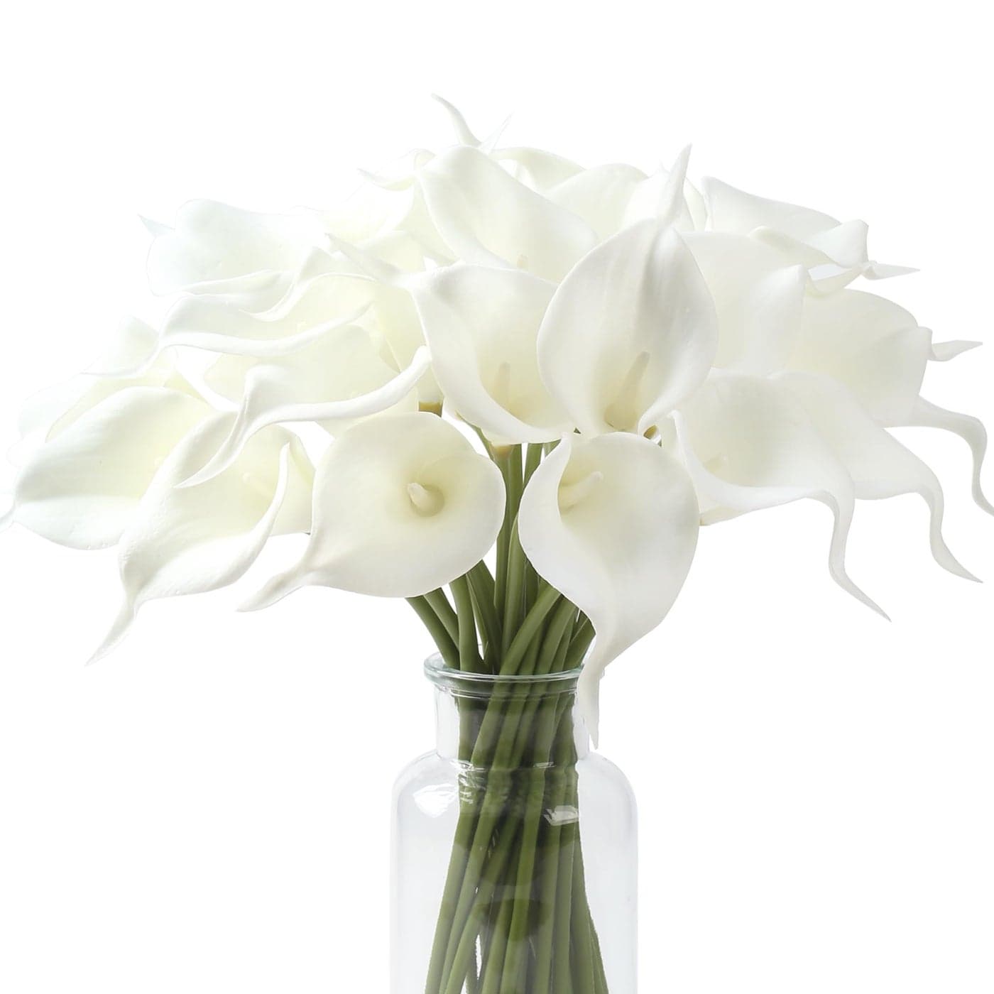 SITUMEIZI 24 PCS White Fake Flowers Artificial Calla Lily Silk Flowers Real Touch for Mothers Day Easter Home Kitchen Decor Wedding Bouquet Office Spring DecorationPure White
