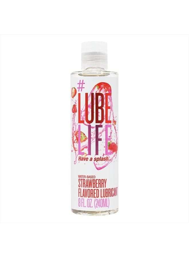 Water-Based Strawberry Flavored Lubricant, Personal Lube for Men, Women and Couples, Made Without Added Sugar, 8 Fl Oz