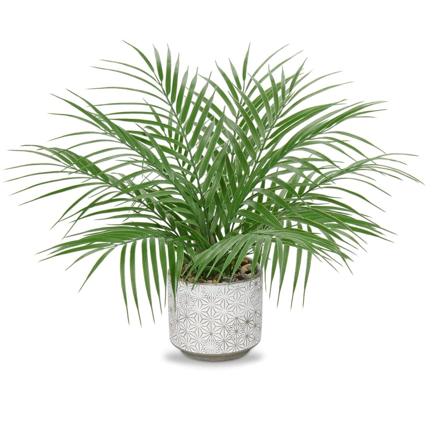 Hollyone Large Artificial Potted Plants Fake Palm Plants 16 Faux Tropical Palm Plant Tree in Ceramic Pots Bohemian for Home Room Office House Indoor Decoration