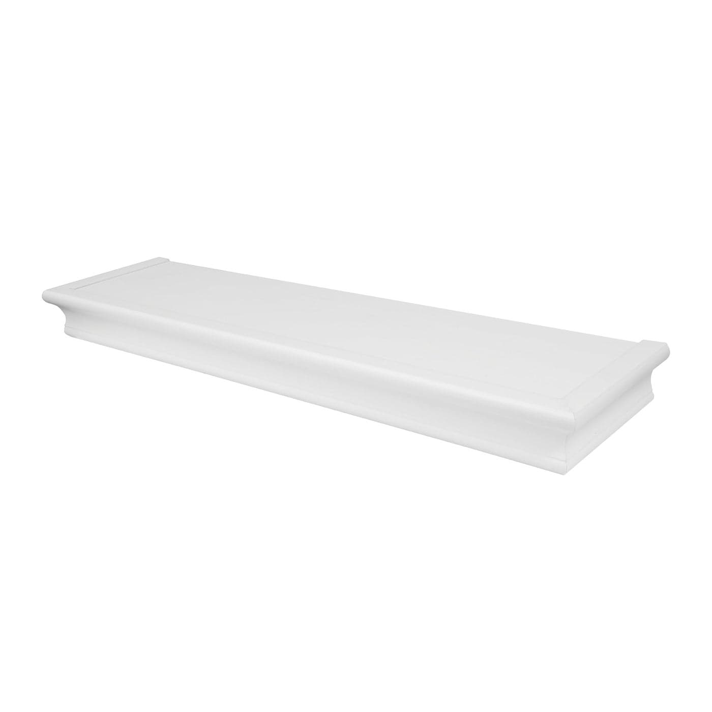 HIGH MIGHTY Decorative 24 Floating Shelf Holds up to 20 lbs Easy ToolFree Dry Wall Installation Beveled White 515660