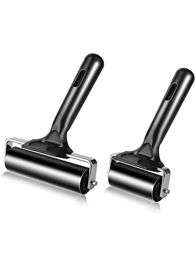 2Pcs Rubber Roller Brayer Rollers Hard Rubber 4 and 2.2 Inch for Printmaking (Black) by …