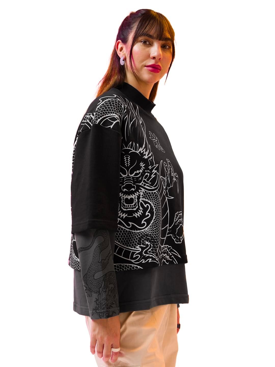 Bewakoof Women's Graphic Printed Oversized Sweatshirt_601627_Black_M
