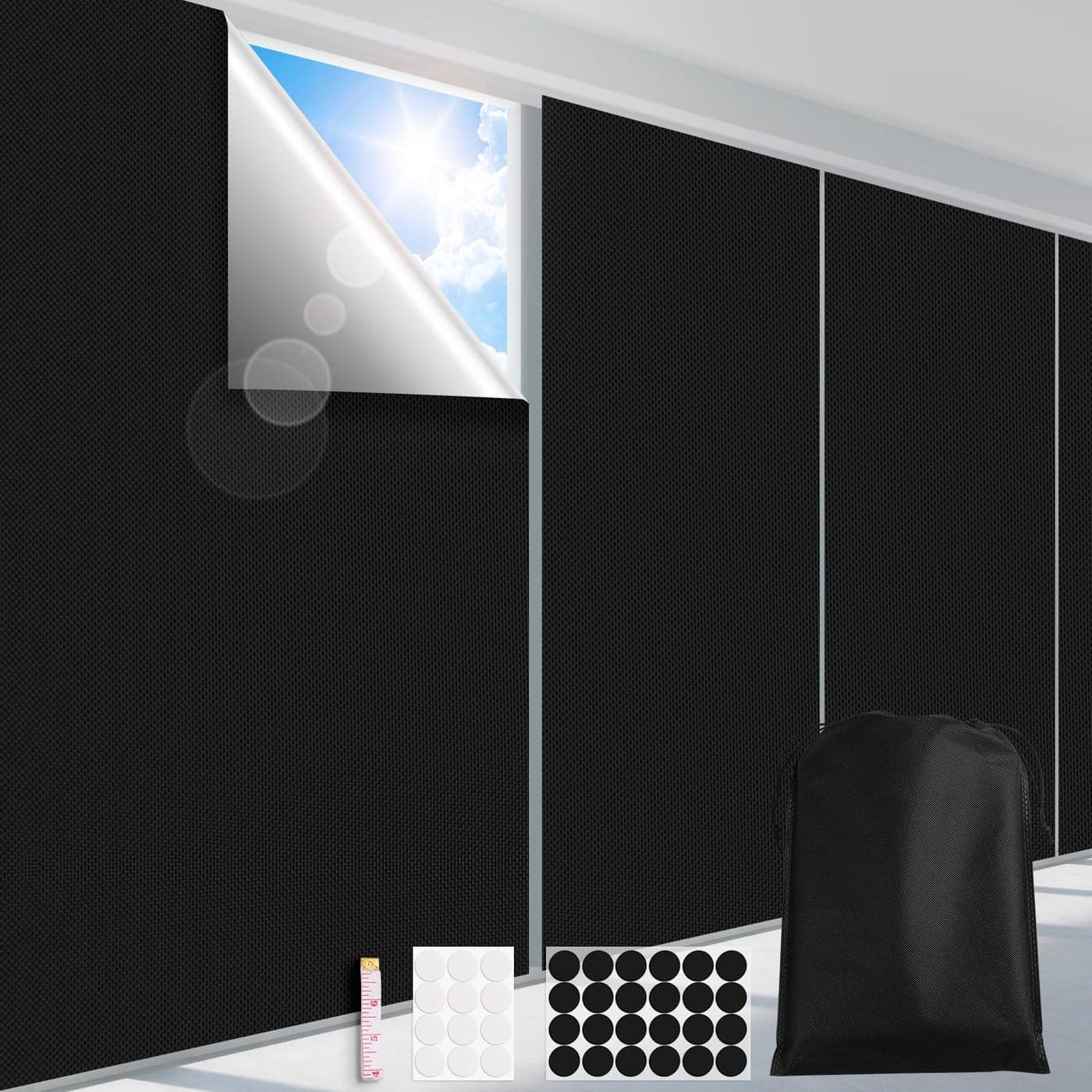 FADOTY 100 Blackout Blinds 79 x 57 Travel Blackout Window Shades Portable Blackout Window Cover for Nursery Bedroom Dorm Room No Drill Window Privacy Film Light UV Block for House