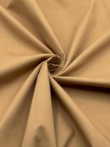 EOVEA Cotton Polyester Fabric by The Yard 60 Wide Broadcloth Fabric Soft Lightweight Breathable Material for Lining Curtains Bedding Skirts Sewing Projects Khaki 1 Yard