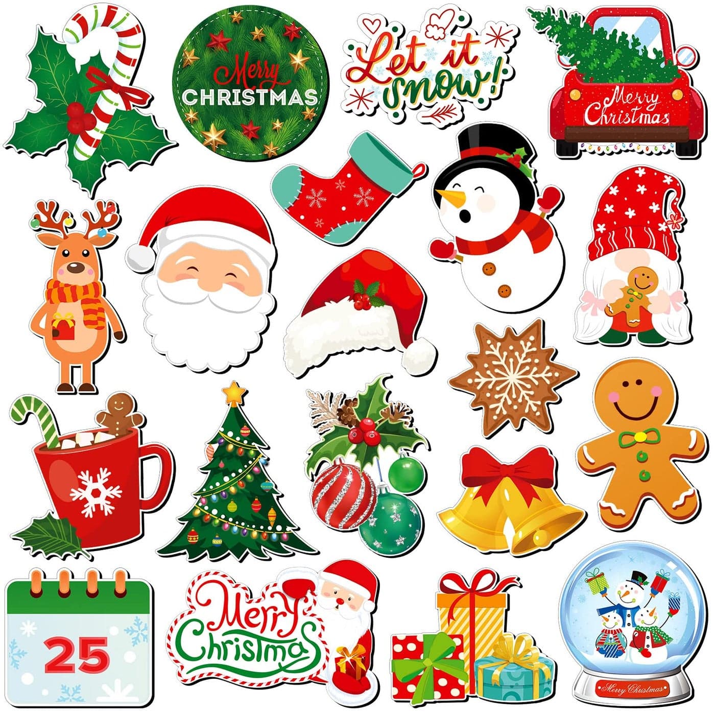20 Pcs Christmas Fridge Magnets Gnomes Tree Snowflake Winter Holiday Refrigerator Magnets Locker Sticker Festival Kitchen Magnet Cover
