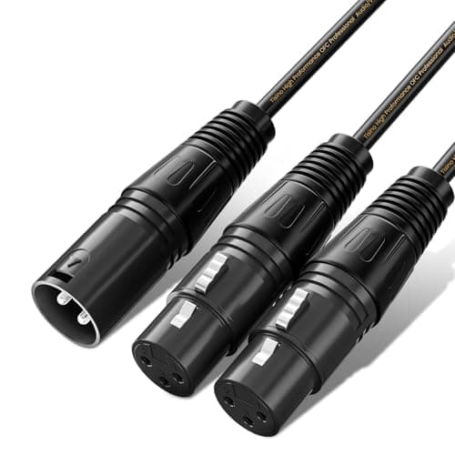 Tisino XLR Y-Splitter Cable, Dual Female XLR to Male Mic Combiner Y Cord Balanced Microphone Adapter Patch Cable (3 Pin 2 Female to 1 Male)-1.5 Feet