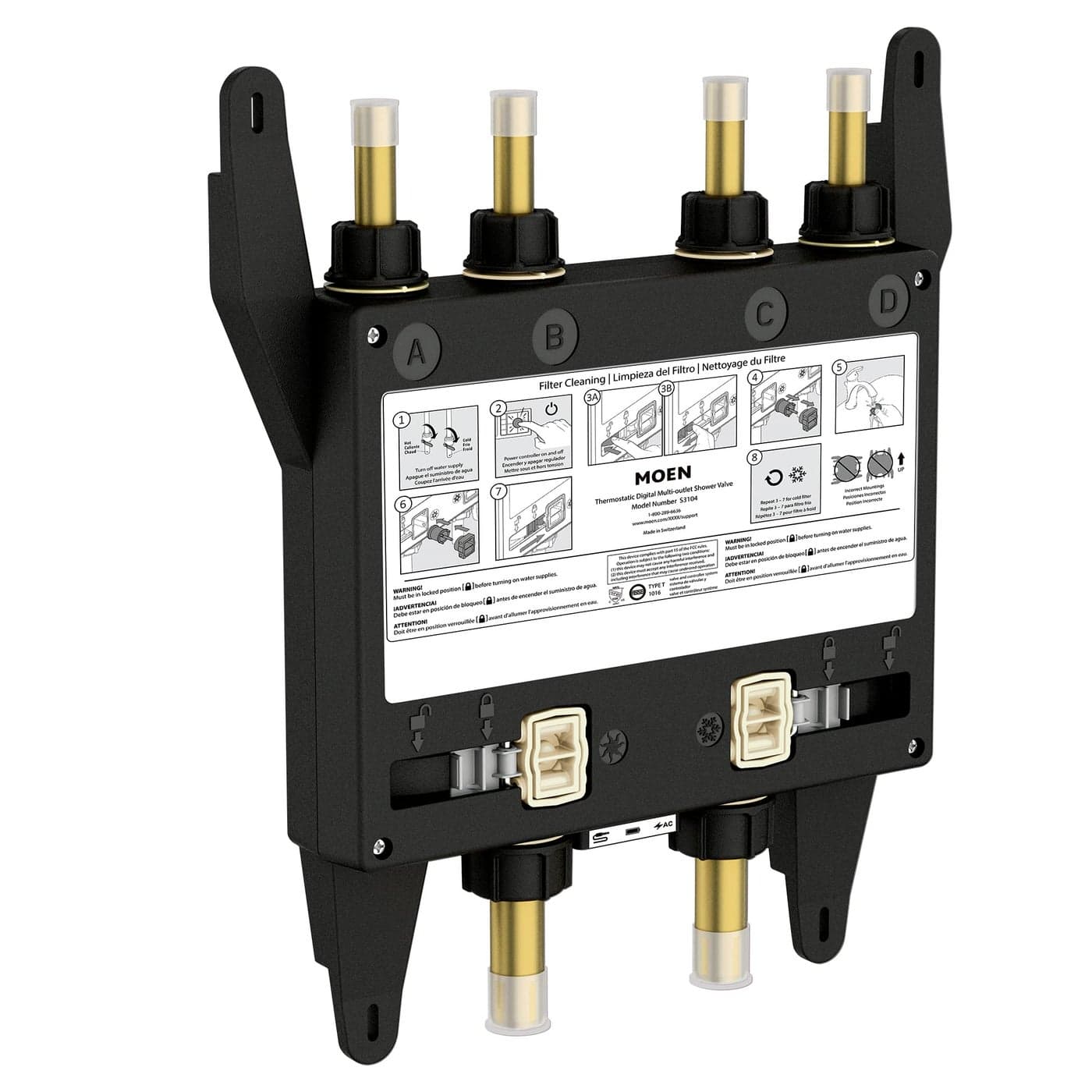Moen Smart Shower 4Outlet Digital Thermostatic Shower Valve with 34 Connections S3104