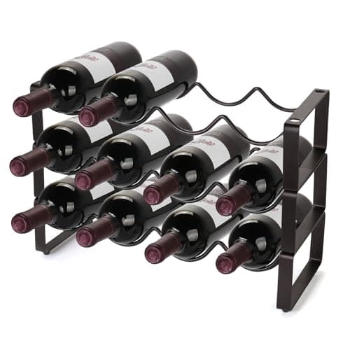 Carperipher Stackable Wine Rack Countertop, 12 Bottles 3 Tier Wine Cabinet Counter, Wine Rack Holder and Storage, Metal Wine Bottle Holder Freestanding for Cabinet