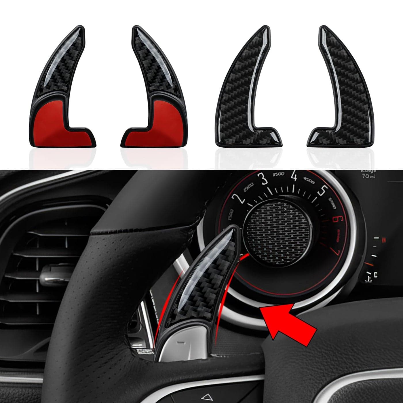 BRMYL Steering Wheel Shift Paddles for 20152023 Dodge Challenger Charger Durango Chrysler 300 200 for 20142023 Jeep Cherokee Accessories Carbon Fiber Stickers Not fit SRTHell CAT