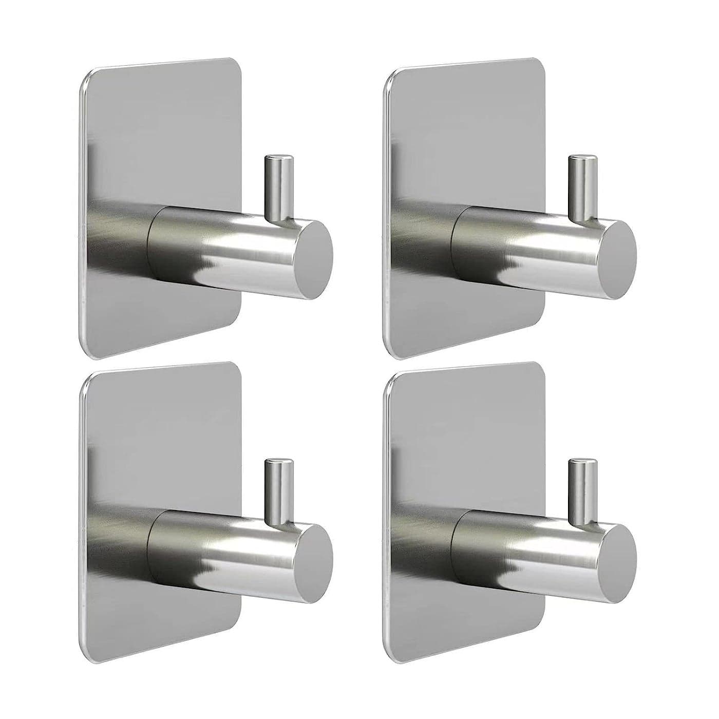 Eletree Adhesive Hooks Heavy Duty - Waterproof SUS 304 Stainless Steel Hook - Robe Towel Hooks - Wall Hooks for Hanging Coat - Cylinder Hook for Bathroom Kitchen Bedroom (Pea of 4)