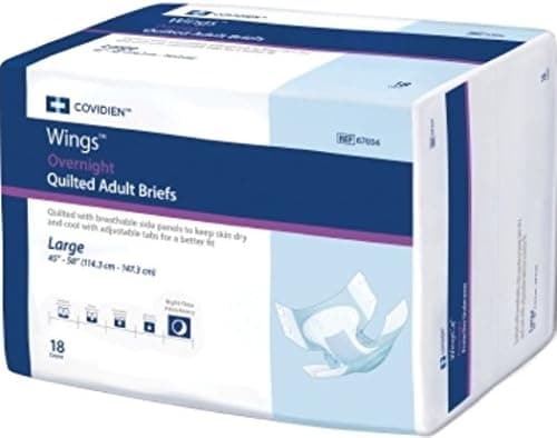 Covidien Wings Overnight Quilted Adult Diaper Briefs IncontinenceProtective Underwear 18 Count Large Blue