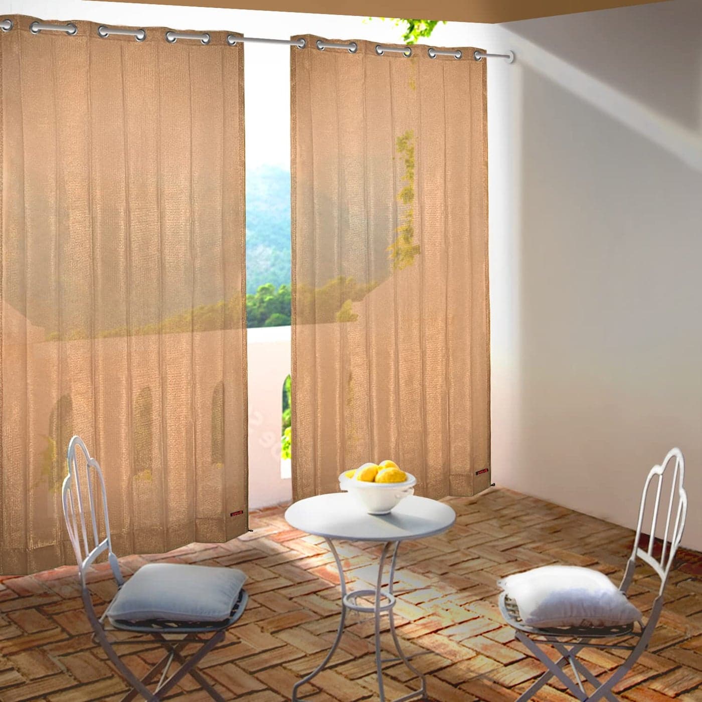 HIPPO 180 GSM Outdoor Sun Blocking Balcony Eyelet/Grommet Curtains Sun & UV Protection, Light Filtering 3FTX7.5FTDoor Curtain (Sand)