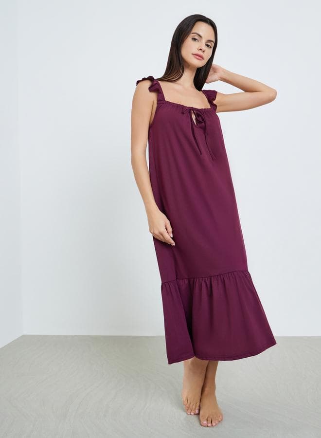 Women Burgundy Strappy Slip Dress