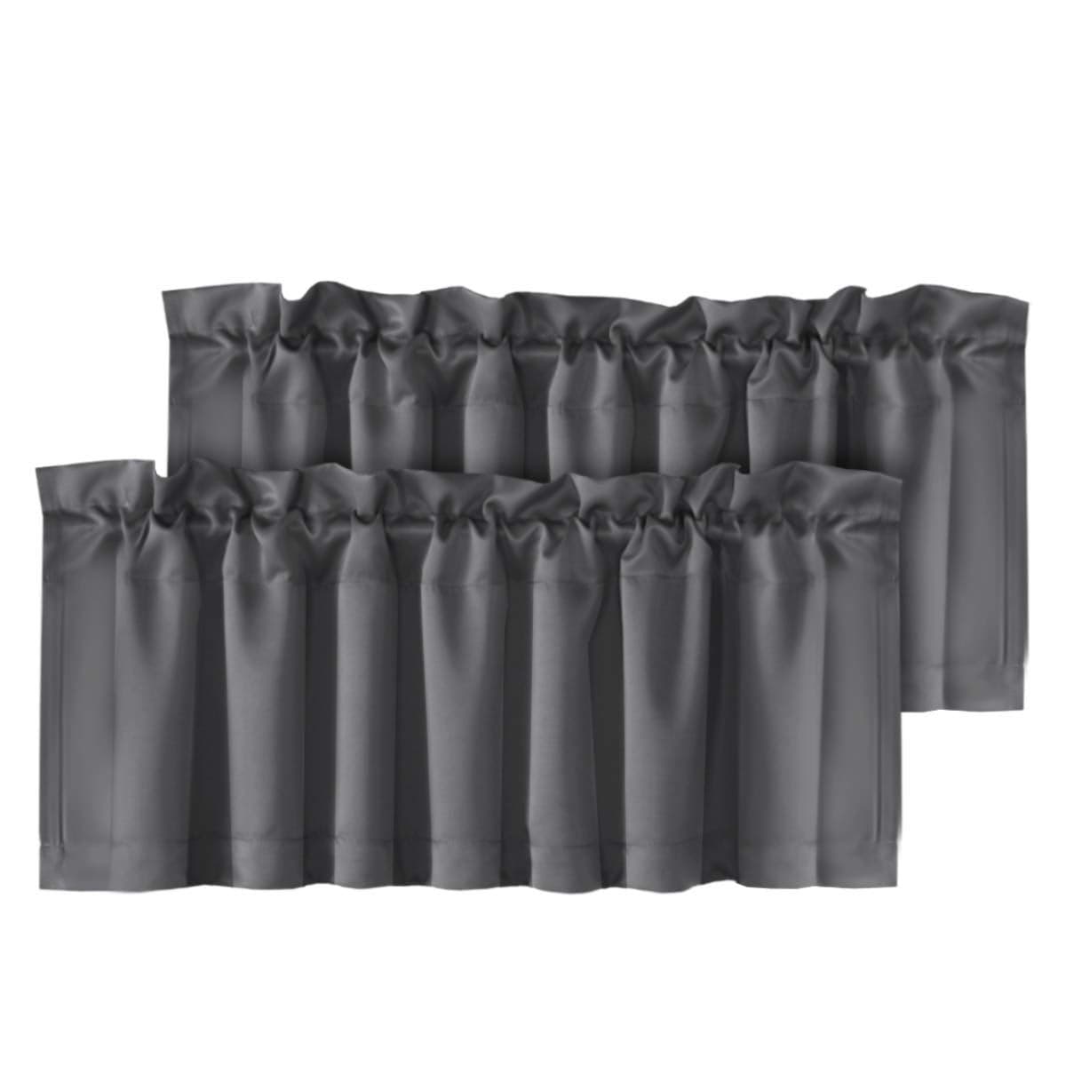 HVERSAILTEX Blackout Valances for WindowsShort Window Valance Curtains for Living RoomBedroomBathroom Privacy Decorative Rod Pocket Kitchen Valances2 Panels52 W x 18 LCharcoal Gray